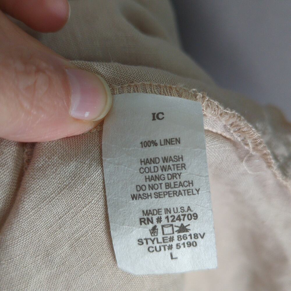IC Collection Linen Top Womens L Beige Asymmectrical Pockets Lagenlook - Picture 2 of 8